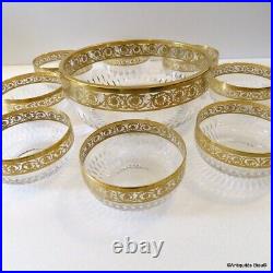 Desser set cup crystal Saint st Louis Thistle gold model stamped perfect cond