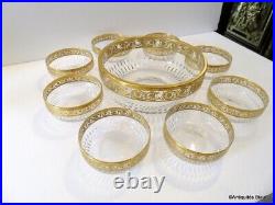 Desser set cup crystal Saint st Louis Thistle gold model stamped perfect cond