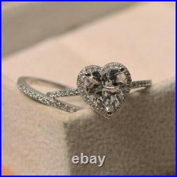 Diamond Bridal Set Fabulous Engagement Ring Pure 14K White Gold 2.50 CT Heart