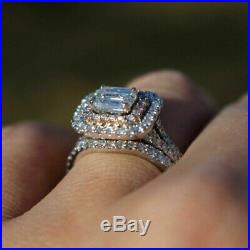 Diamond Bridal Set Real 10K Two Tone Pure Gold Engagement Ring Wedding Band