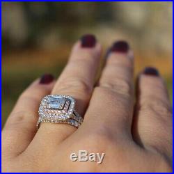 Diamond Bridal Set Real 10K Two Tone Pure Gold Engagement Ring Wedding Band