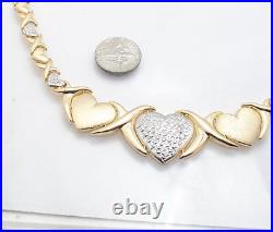 Diamond Cut Hearts & Kisses Bracelet Necklace Set 10K Two-Tone Gold Clad Silver