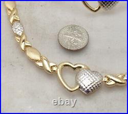 Diamond Cut Hugs & Kisses Bracelet Necklace Set 10K Two-Tone Gold Plated Silver