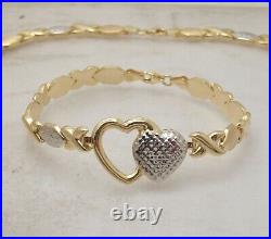 Diamond Cut Hugs & Kisses Bracelet Necklace Set 10K Two-Tone Gold Plated Silver