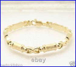 Diamond Cut Hugs Kisses Bracelet Necklace Set 14K Yellow Gold Plated Silver 925