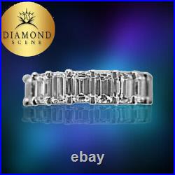 Diamond Emerald Shape Common Prong Set Eternity Band 19 Stone Diamond Eternity