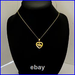 Diamond Set Elephant in 9K Gold Heart Pendant Perfect 1st Anniversary Gift NEW