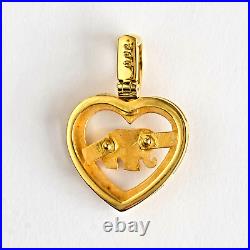 Diamond Set Elephant in 9K Gold Heart Pendant Perfect 1st Anniversary Gift NEW