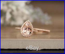 Dianty 2.80 Ct Pear Cut Diamond Engagement Perfect Bridal Ring Set 14k Rose Gold
