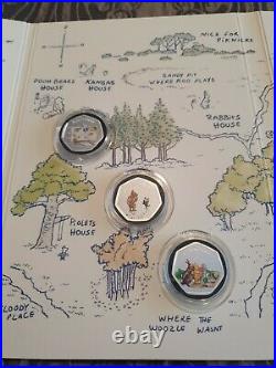 Disney Winnie The Pooh 24k Pure Gold &. 999 Silver Proof Coin Set With Coa's