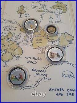 Disney Winnie The Pooh 24k Pure Gold &. 999 Silver Proof Coin Set With Coa's