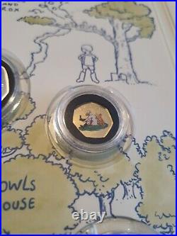 Disney Winnie The Pooh 24k Pure Gold &. 999 Silver Proof Coin Set With Coa's