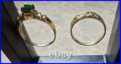 Emerald Ring 14K Channel Set Diamonds. Gold Rush 14/20K GOLD Nugget Pure22-24Kset