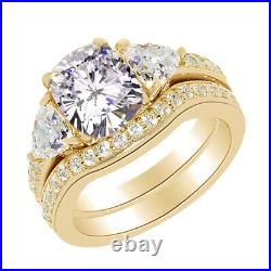 Engagement Bridal Ring Set 14K Yellow Gold Plated Sterling Silver Cubic Zirconia