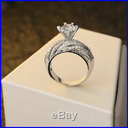 Engagement Wedding Ring Set 2.15ct Round Cut Diamond Pure Real 10k White Gold