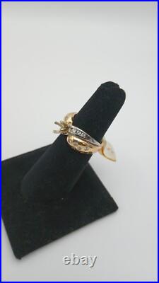 Engagement/cocktail setting. 50 carats of Nat dia 14kt Pure gold 80'sVintage NWT