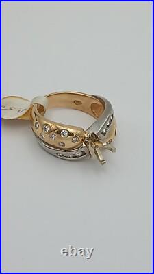 Engagement/cocktail setting. 50 carats of Nat dia 14kt Pure gold 80'sVintage NWT
