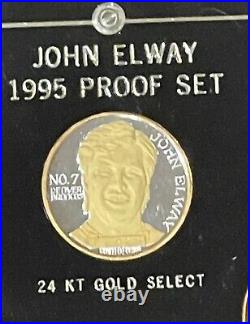 Enviromint 24K Gold Select. 999 Silver- Bronze Three Coin John Elway Proof Set