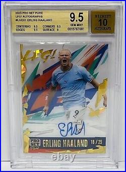 Erling Haaland 2023 Leaf Pro Set Pure LFG Gold Autograph #18/25 BGS 9.5