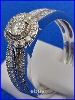 Ernest Jones 9 Ct White Gold 0.50 Carat Diamond Perfect Fit Bridal Set Sz M 4.6g