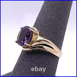 Estate Oval Purple Amethyst Set In Shiny 10k Pure Gold Ring NICE