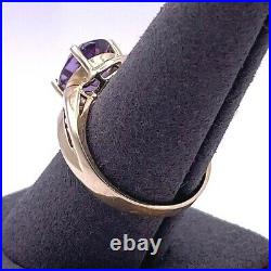 Estate Oval Purple Amethyst Set In Shiny 10k Pure Gold Ring NICE