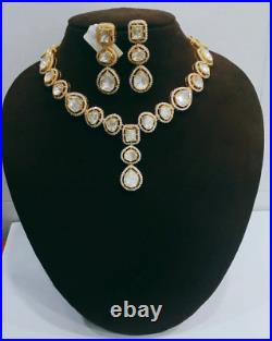 Ethnic Indian Traditional Polki Diamond Necklace Set For Womens