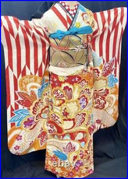 Exhibits People A Higher-Grade Pure Silk Long-Sleeved Kimono Full Set With Gold