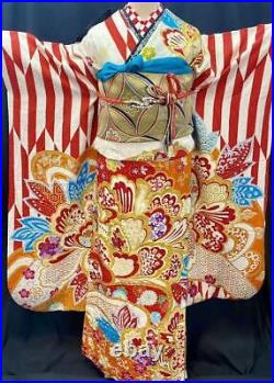 Exhibits People A Higher-Grade Pure Silk Long-Sleeved Kimono Full Set With Gold