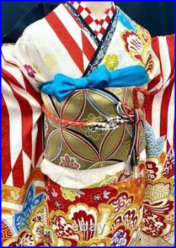 Exhibits People A Higher-Grade Pure Silk Long-Sleeved Kimono Full Set With Gold