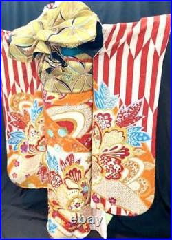 Exhibits People A Higher-Grade Pure Silk Long-Sleeved Kimono Full Set With Gold