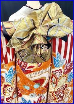 Exhibits People A Higher-Grade Pure Silk Long-Sleeved Kimono Full Set With Gold