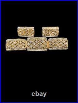 Exquisite Vintage Sap Pure Vermeil Diamond Chip Bar Brooch Earrings Pendant Set