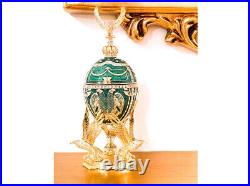 Faberge egg Swarovski Set Musical Pure Gold dec Double Headed Eagle Victory gift