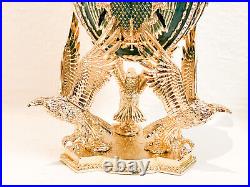 Faberge egg Swarovski Set Musical Pure Gold dec Double Headed Eagle Victory gift