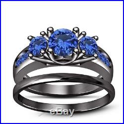 Fashionable 2.00CT 3-Stone Bridal Ring Set With 925 Silver Pure B/Gold Finish