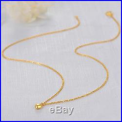 Fine Pure 999 24K Yellow Gold Chain Set Women O Link Heart Necklace 16inch