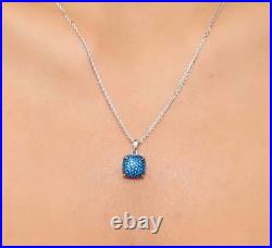 Fire Blue Round Cut Pave Set 0.62CT Moissanites In Pure 10K White Gold Pendant