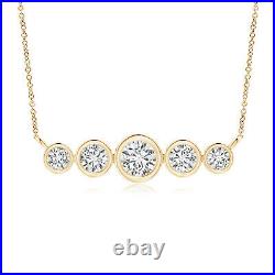 Five Stone Bezel-Set Lab Diamond Trapeze Necklace in 14k Yellow Gold 18 Chain