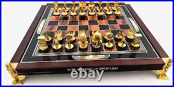 Franklin Mint King Tut Tutankhamun Chess Set Glass Pyramid 24 Carat Gold Plated