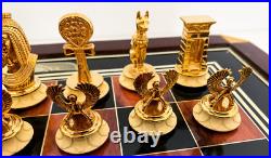 Franklin Mint King Tut Tutankhamun Chess Set Glass Pyramid 24 Carat Gold Plated