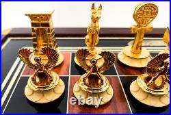 Franklin Mint King Tut Tutankhamun Chess Set Glass Pyramid 24 Carat Gold Plated