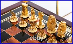 Franklin Mint King Tut Tutankhamun Chess Set Glass Pyramid 24 Carat Gold Plated