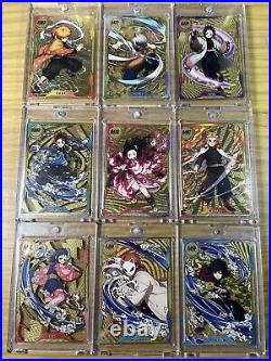 Full Set of 9 MR Gold Metal Cards Demon Slayer Collectible Tanjiro Kamado