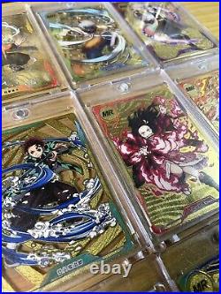 Full Set of 9 MR Gold Metal Cards Demon Slayer Collectible Tanjiro Kamado