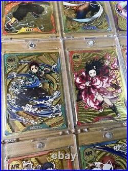 Full Set of 9 MR Gold Metal Cards Demon Slayer Collectible Tanjiro Kamado