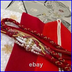 Furisode Coming Of Age Ceremony Full Set Pure Silk Shibori White Black Red Gold
