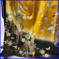 Furisode near mint Good quality Fukuro obi full set Cherry Blossoms Gilded Y