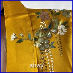 Furisode near mint Good quality Fukuro obi full set Cherry Blossoms Gilded Y