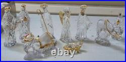 GORHAM Crystal- Gold Nativity set-9 pc Perfect Condition FREE SHIPPING